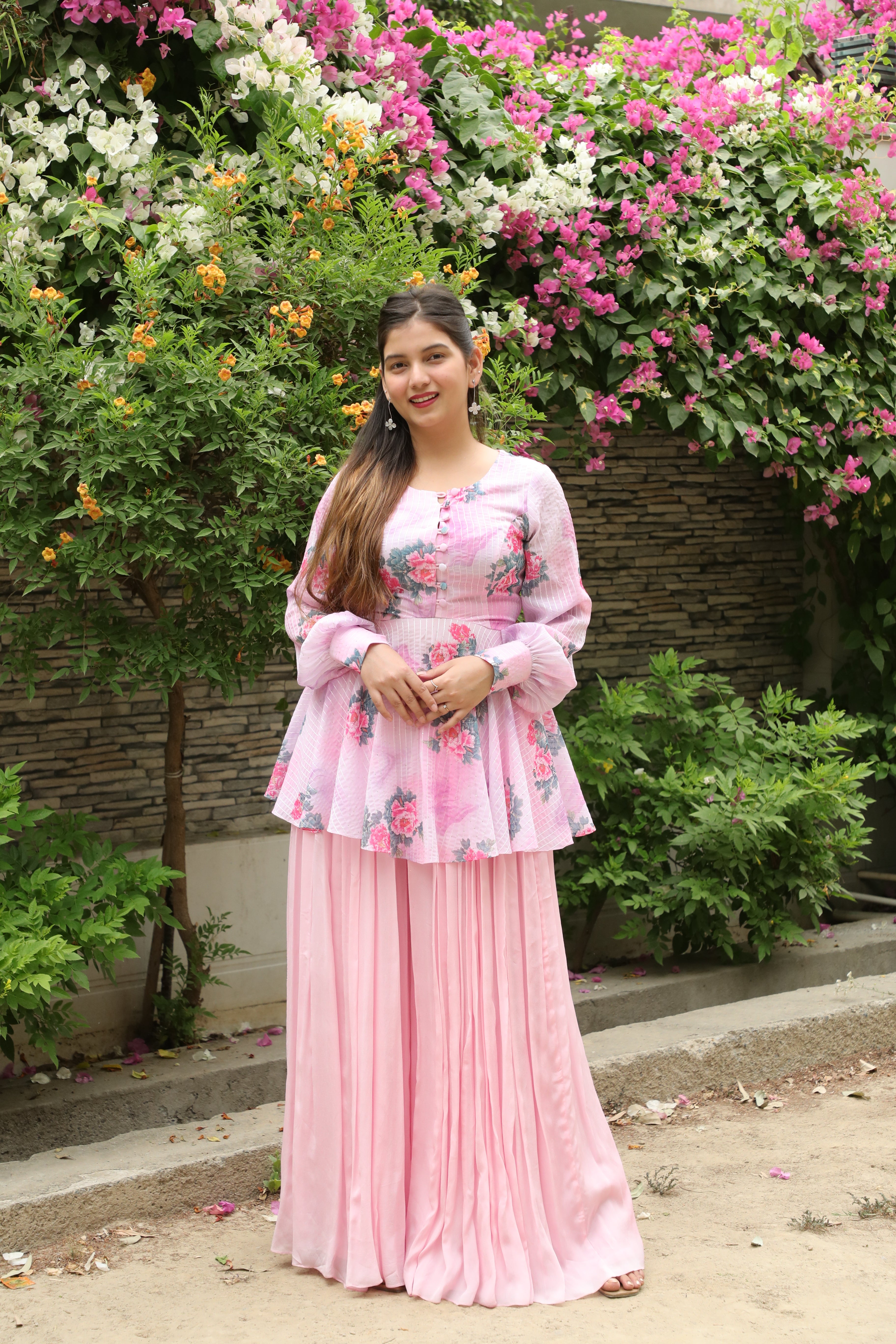 Pink Bandhini Cord set