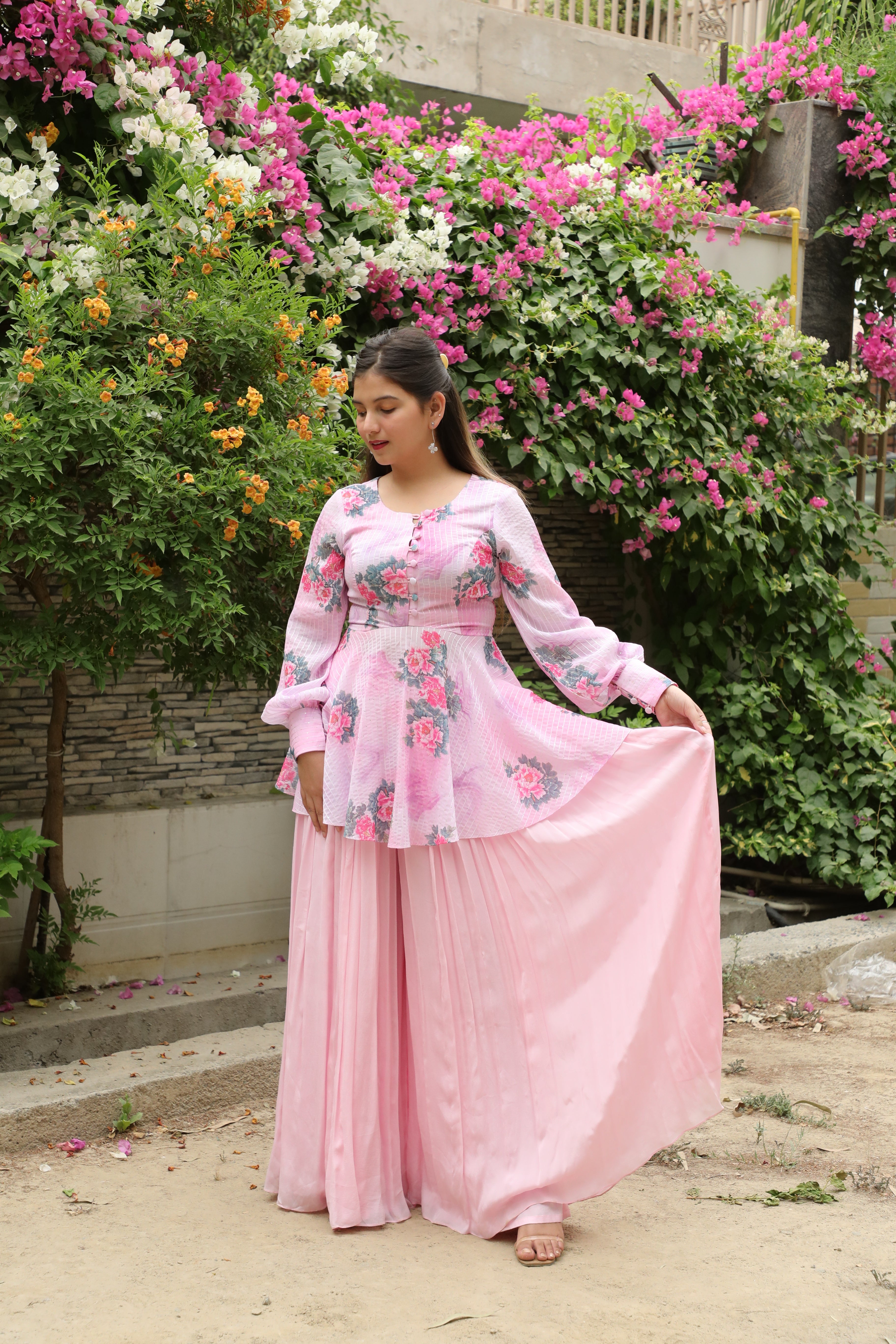 Pink Bandhini Cord set