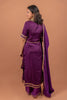 Grape Royale: Purple Deep V Neck Straight Suit Set