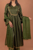Olive Meadow : Mehendi Green A line Suit Set