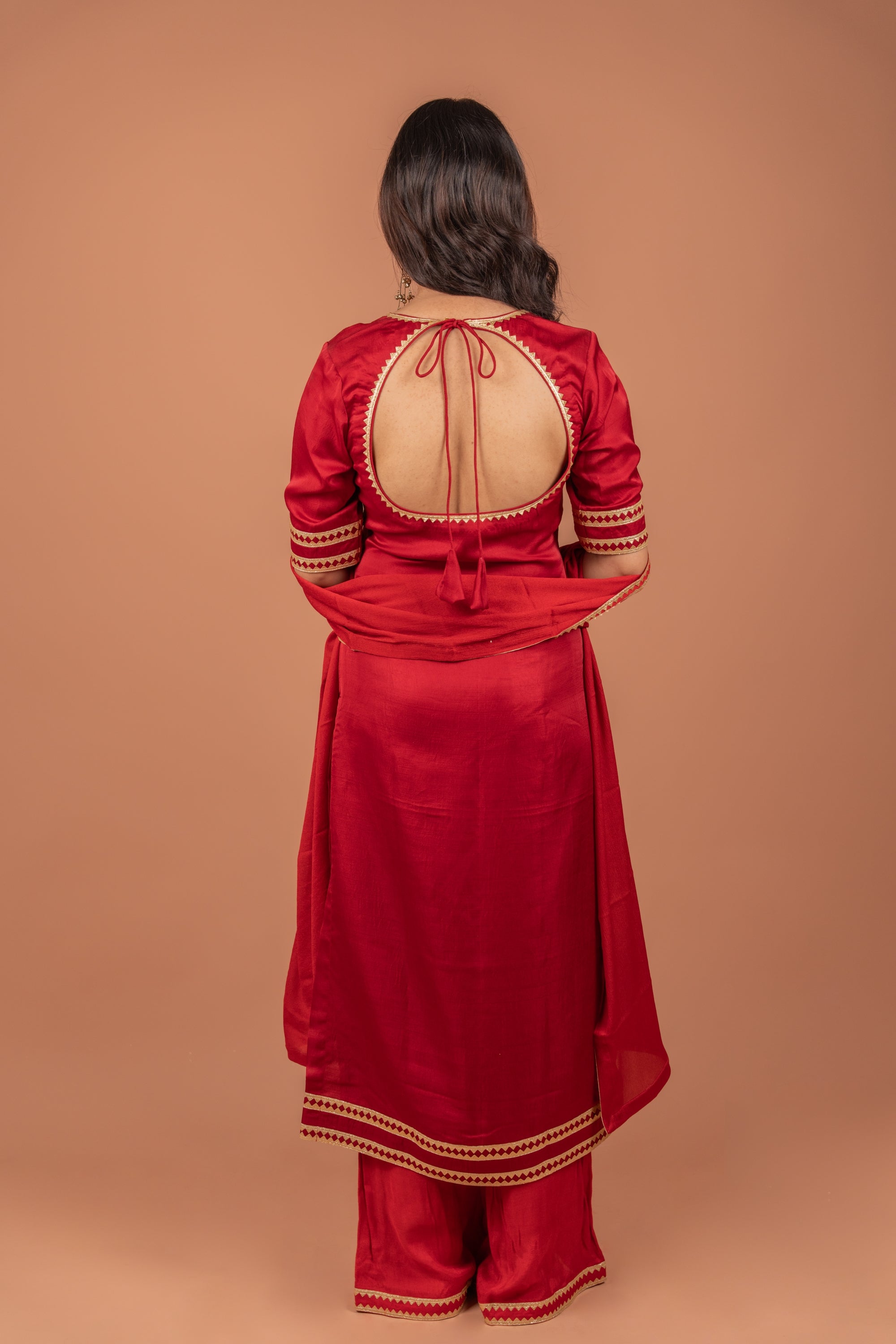 Festive Ruby : Red Straight Cut Suit Set