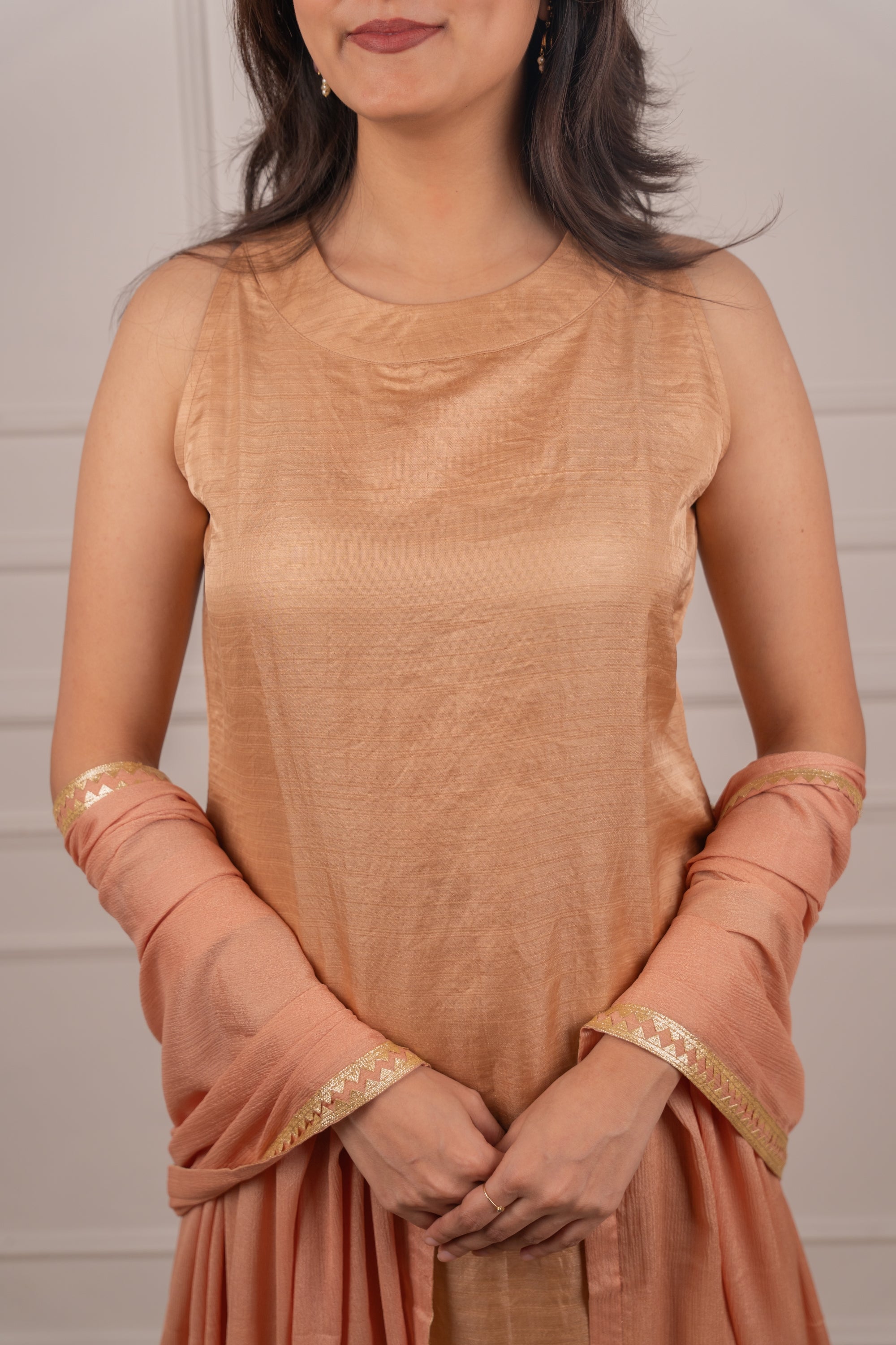 Sandy Peach : Fawn Halter Neck Suit Set