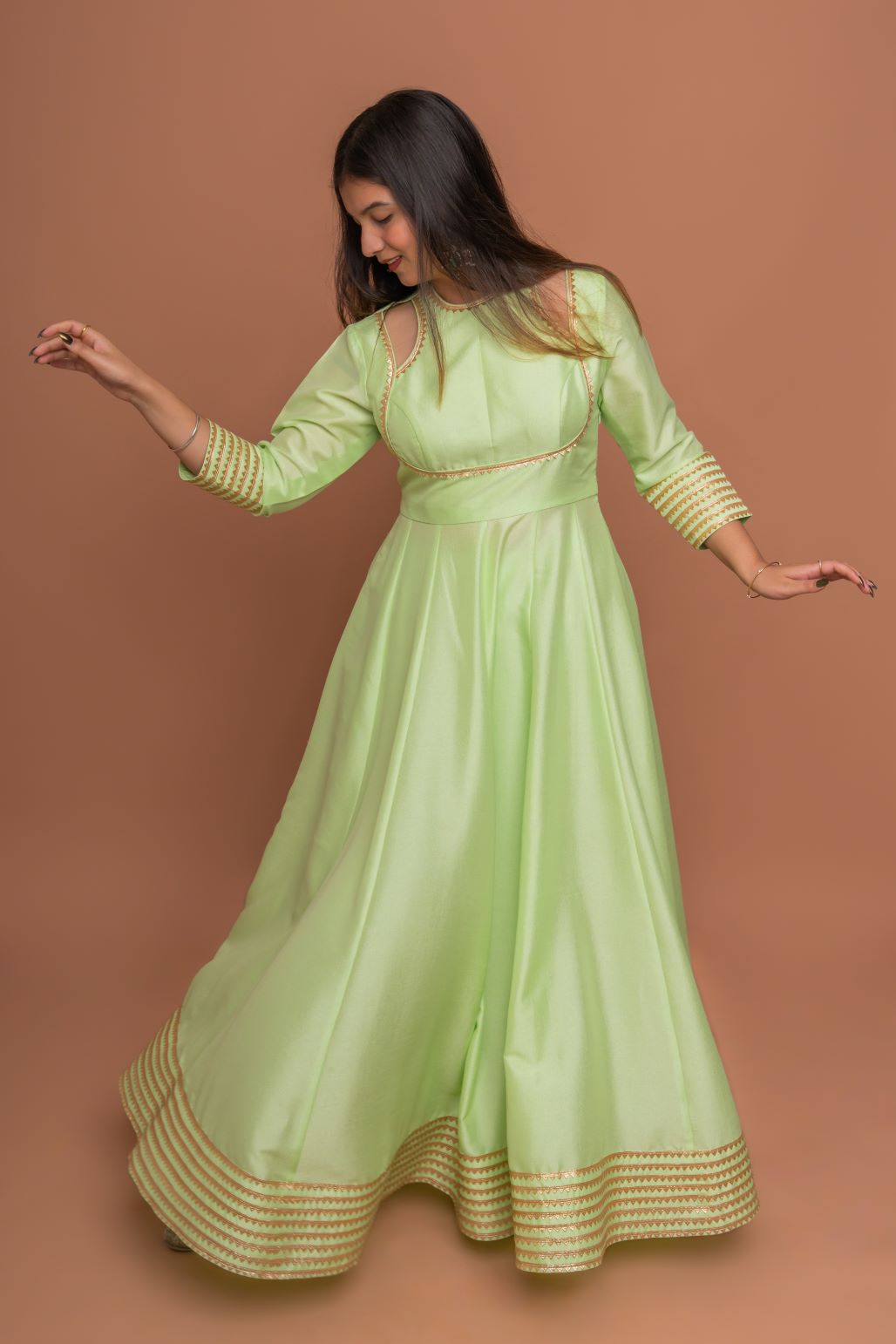 Pista Gulnaar : Pista Green Anarkali Suit set – BAAN COUTURE