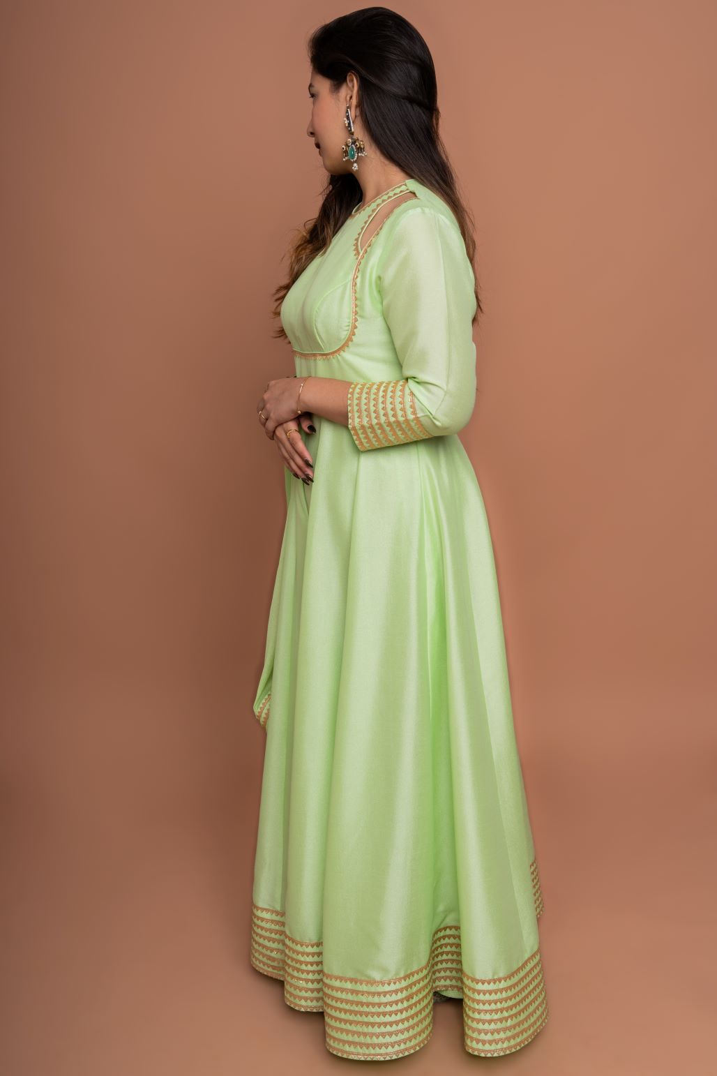 Pista Gulnaar : Pista Green Anarkali Suit set