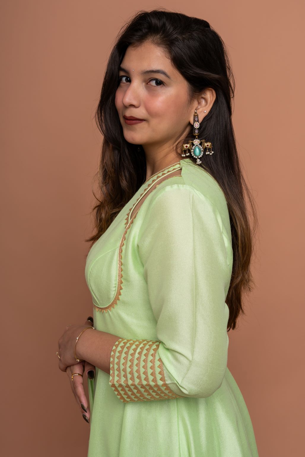 Pista Gulnaar : Pista Green Anarkali Suit set