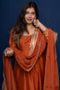 Rust Meher : Metallic orange Anarkali Suit Set.