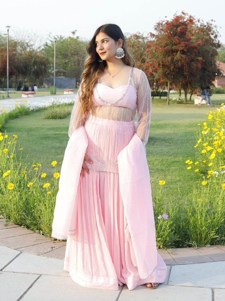 light pink sharara dress Pink Sharara Set 6